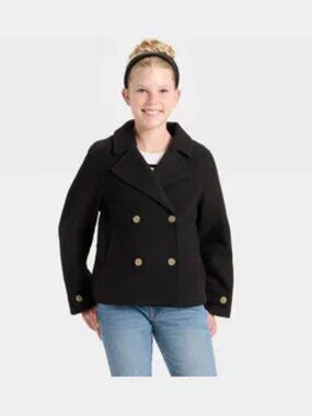 NEW Girls' Faux Wool Jacket - art class™ Dark Black